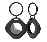 elkson - Soporte para AirTag de Apple, Llavero con Llavero de Acero Inoxidable, Funda Protectora para AirTag, Soportes para Collares de Perro, Llaves de Coche, Mochilas, Color Negro