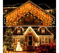ELKTRY Cortina Luces Navidad Exterior/Interior, 400LED 10M Cadena Luces Carámbano [Prolongable 5 PCS], Luces Navidad Decoración para Exterior/Interior/Jardín/Patio Balcón, Blanco Cálido