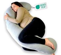 Ella Cojín de embarazo en forma de J, almohada para dormir de lado, cojín de lactancia y cómodo para adultos con funda algodón, de cuerpo completo almohada de apoyo para mujeres embarazadas 155x80 cm
