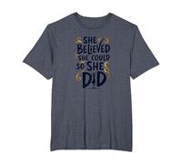 Ella creía Que podía, así Que lo Hizo de Manera inspiradora Camiseta, Hombre Tallas Grandes, Azul Jaspeado, 4X Alto