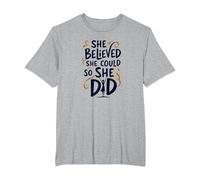 Ella creía Que podía, así Que lo Hizo de Manera inspiradora Camiseta, Hombre Tallas Grandes, Gris Jaspeado, 3X Alto