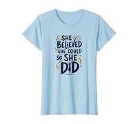 Ella creía Que podía, así Que lo Hizo de Manera inspiradora Camiseta, Mujer, Azul Bebé, XL
