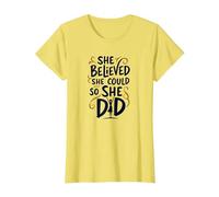 Ella creía Que podía, así Que lo Hizo de Manera inspiradora Camiseta, Mujer, Limón, XS