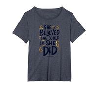 Ella creía Que podía, así Que lo Hizo de Manera inspiradora Camiseta, Mujer Tallas Grandes, Azul Jaspeado, 6XL Grande