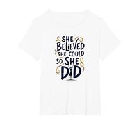 Ella creía Que podía, así Que lo Hizo de Manera inspiradora Camiseta, Mujer Tallas Grandes, Blanco, 6XL Grande