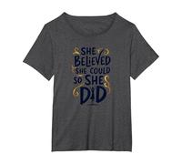 Ella creía Que podía, así Que lo Hizo de Manera inspiradora Camiseta, Mujer Tallas Grandes, Jaspeado Oscuro, 2XL Grande