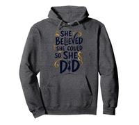 Ella creía Que podía, así Que lo Hizo de Manera inspiradora Sudadera con Capucha, Unisex para Adultos, Jaspeado Oscuro, M