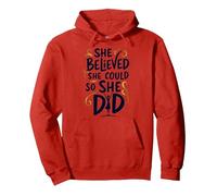 Ella creía Que podía, así Que lo Hizo de Manera inspiradora Sudadera con Capucha, Unisex para Adultos, Rojo, L