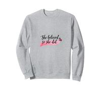 Ella creía Que sí, inspiraba el empoderamiento de Las Mujeres Sudadera, Unisex para Adultos, Gris Jaspeado, L
