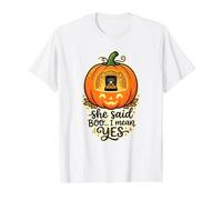 Ella Dijo Boo. Me Refiero a Halloween Spooky L Anillo de Compromiso de otoño Camiseta gráfica económica, Hombre, Blanco, M