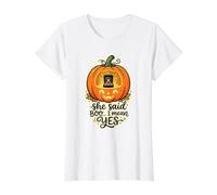 Ella Dijo Boo. Me Refiero a Halloween Spooky L Anillo de Compromiso de otoño Camiseta gráfica económica, Mujer, Blanco, XS