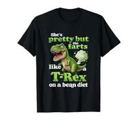 Ella es Bonita Pero Ella F rts como un T Rex en una Dieta de Frijoles Humor Camiseta gráfica económica, Hombre, Negro, L