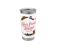 Ella es de Texas I can Tell Texas Pride Fun Design Vaso térmico de acero inoxidable de doble pared