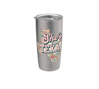 Ella es de Texas Mapa Floral Vaso térmico de acero inoxidable de doble pared