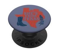 Ella es de Texas, Wildflower Bluebonnet Texas Love, Botas PopSockets PopGrip Adhesivo