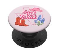 Ella es de Texas, Wildflower Bluebonnet Texas Love, Botas PopSockets PopGrip Adhesivo