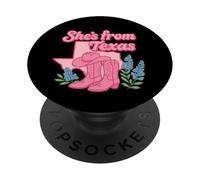 Ella es de Texas, Wildflower Bluebonnet Texas Love PopSockets PopGrip Adhesivo