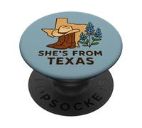 Ella es de Texas, Wildflower Bluebonnet Texas Love PopSockets PopGrip Adhesivo