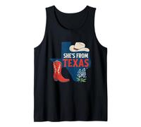 Ella es de Texas, Wildflower Bluebonnet Texas Love, TX Camiseta sin Mangas