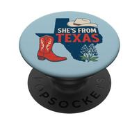 Ella es de Texas, Wildflower Bluebonnet Texas Love, TX PopSockets PopGrip Adhesivo