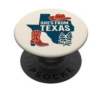 Ella es de Texas, Wildflower Bluebonnet Texas y Trending PopSockets PopGrip Adhesivo