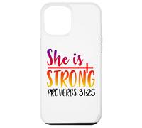 Ella es Fuerte proverbios 31:25 Cita Motivacional Carcasa para iPhone 12 Pro MAX