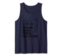 Ella Es Fuerte Valiente Feroz Llena De Fuego Camiseta sin Mangas