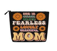 Ella es Fuerte, Valiente, intrépida, Encantadora, Hermosa mamá. Día de la Madre. Neceser de Maquillaje de cáñamo sintético, Neceser de Viaje, Bolsa de Aseo, ecológico y Duradero con Cremallera. 24