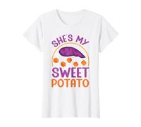 Ella es mi Papa Dulce Pavo otoño I Yam Parejas de Acción de Gracias Camiseta gráfica económica, Mujer, Blanco, L