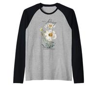 Ella es una margarita en un campo de flores retro floral arte de jardín Camiseta Manga Raglan