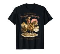 Ella está Vestida de Fuerza Proverbios 31:25 Christian Cowboy Camiseta