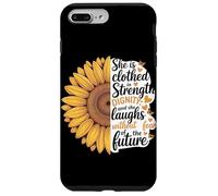 Ella está Vestida de Fuerza Proverbios 31 Christian Sunflower Carcasa para iPhone 7 Plus/8 Plus