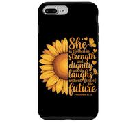 Ella está Vestida de Fuerza Proverbios 31 Christian Sunflower Carcasa para iPhone 7 Plus/8 Plus