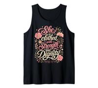Ella está Vestida de Fuerza y dignidad Proverbios bíblicos Camiseta sin Mangas