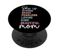 Ella Fuerte Valiente Sin Miedo Amable Amable Hermosa Madre Día PopSockets PopGrip Adhesivo