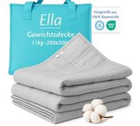 Ella Manta Lastrada 200x200 11kg - Terapéutica Antiestrés de Algodón 100% - Edredón para un Sueño Profundo - Weighted Blanket para Hombres y Mujeres de 95-135kg