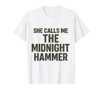 Ella me Llama Midnight Hammer USA Camiseta gráfica económica, Hombre, Blanco, XL