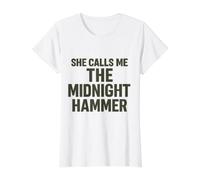 Ella me Llama Midnight Hammer USA Camiseta gráfica económica, Mujer, Blanco, XL