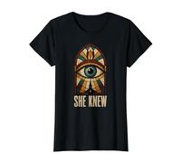 Ella sabía sobreviviente de Responsabilidad de la Iglesia de vidrieras Camiseta gráfica económica, Mujer, Negro, M