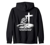 Ella se arrodilla Ante Dios Esqueleto Cruz fe Arte Sudadera con Capucha