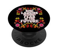 Ella se ríe sin Miedo a los proverbios del Futuro PopSockets PopGrip Adhesivo