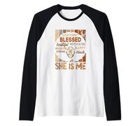 Ella Soy yo, Fuerte, educada, Historia Negra, Segura de sí Misma, bendecida Camiseta Manga Raglan