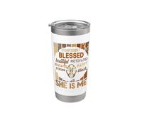 Ella soy yo, fuerte, educada, historia negra, segura de sí misma, bendecida Vaso térmico de acero inoxidable de doble pared