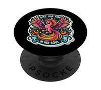 Ella tiene fuego en su alma Mujer Phoenix Femenino Fuego Bird PopSockets PopGrip Adhesivo