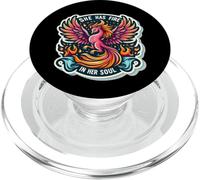 Ella tiene fuego en su alma Mujer Phoenix Femenino Fuego Bird PopSockets PopGrip para MagSafe