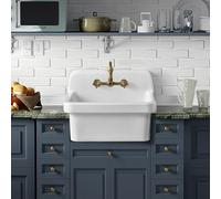 ELLAI Fregadero de cerámica blanca de 24 pulgadas, montaje en pared, con respaldo alto, para lavandería, garaje, cocina, baño, 24 x 19 x 16.5 pulgadas