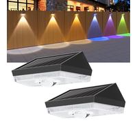 ELLASAY Aplique Solar Exterior Jardín,10 Color modos de RGB LED Luz Solar Exterior,IP65 Impermeable Lámparas Solares,Luces parad valla terraza Patio (2 Pack)