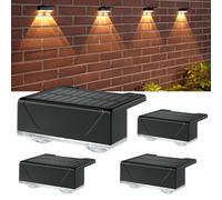 ELLASAY Aplique Solar Pared Exterior: 8 Modos de Iluminación Con RGB Solar Powered Lámparas - Impermeable IP65 - Luces Decoración de Jardín Patio Porche Valla Terraza (Lente-4 Pack)