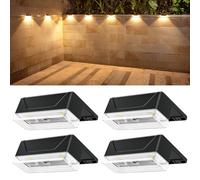 ELLASAY Aplique Solar Pared Exterior: 8 Modos de Iluminación Con RGB Solar Powered Lámparas - Impermeable IP65 - Luces Decoración de Jardín Patio Porche Valla Terraza (4 Pack)