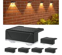 ELLASAY Aplique Solar Pared Exterior: 8 Modos de Iluminación Con RGB Solar Powered Lámparas - Impermeable IP65 - Luces Decoración de Jardín Patio Porche Valla Terraza (Lente-6 Pack)